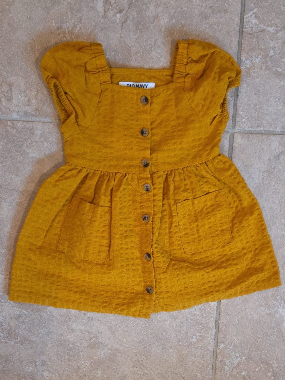 Old Navy Girls' Mustard Yellow Button-Front Dress 12-18M
